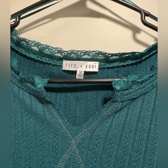 ⚡️SALE Teal Long Sleeve Ribbed Top - Picture 4 of 7